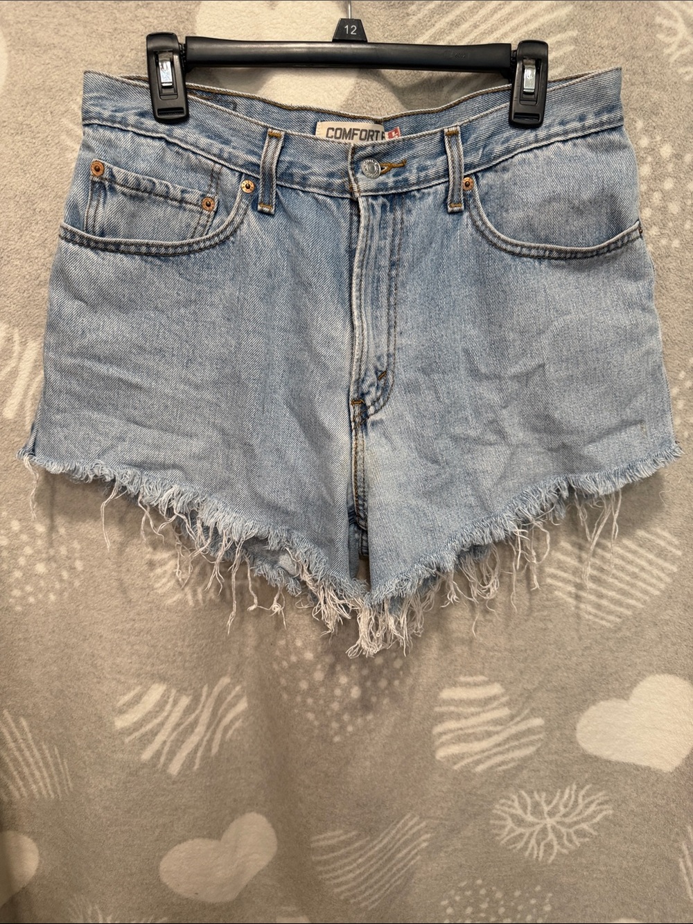 Levi's 560 Light Blue Frayed Hem Denim Shorts